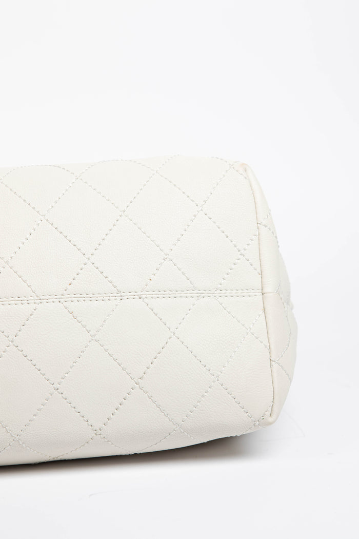 2000s Chanel White Calfskin Leather Coco Cabas Tote Bag