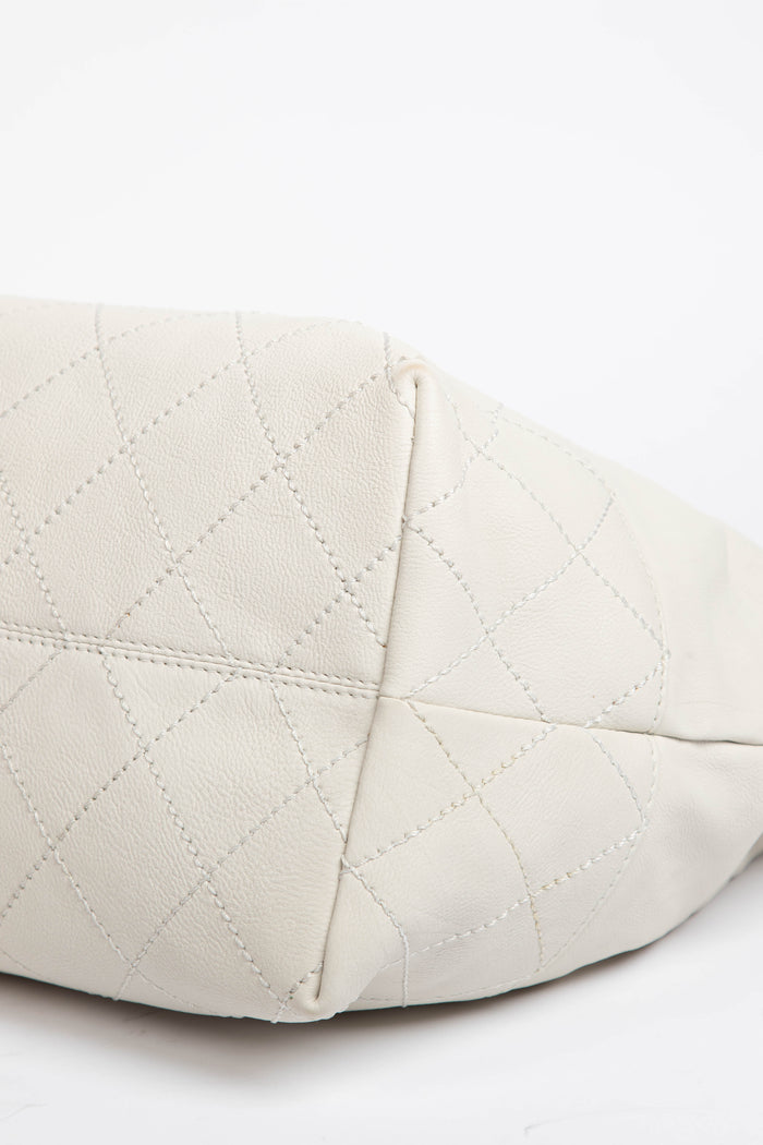 2000s Chanel White Calfskin Leather Coco Cabas Tote Bag