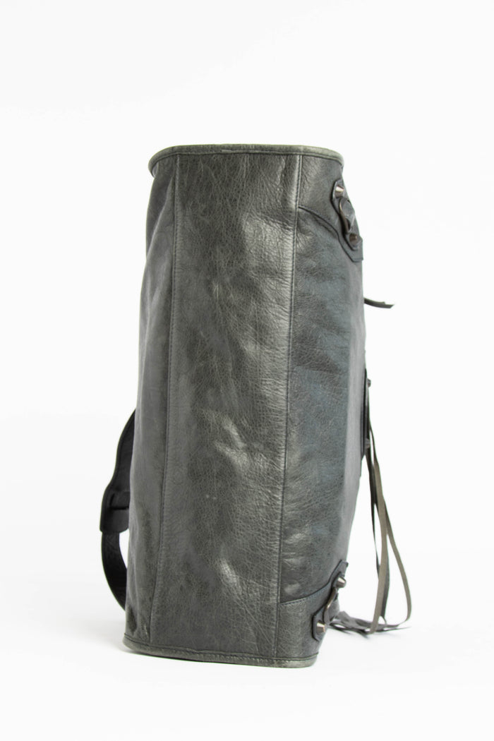 Y2K Balenciaga Dark Green Leather City Bag