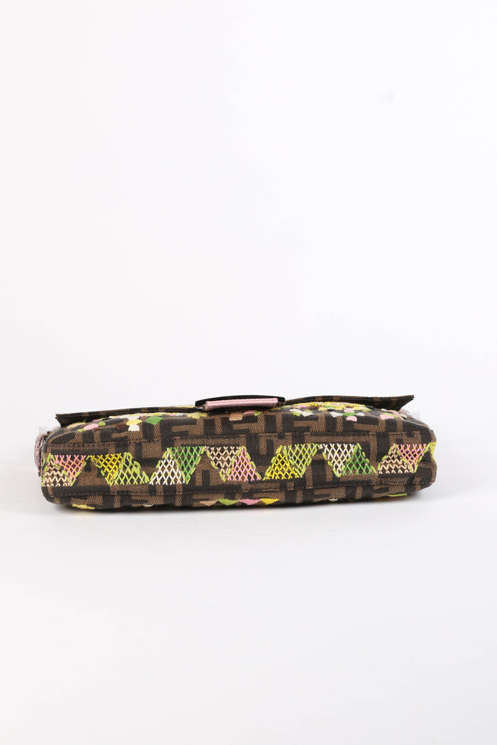 RARE Fendi Zucca Embroidered Baguette Shoulder Bag