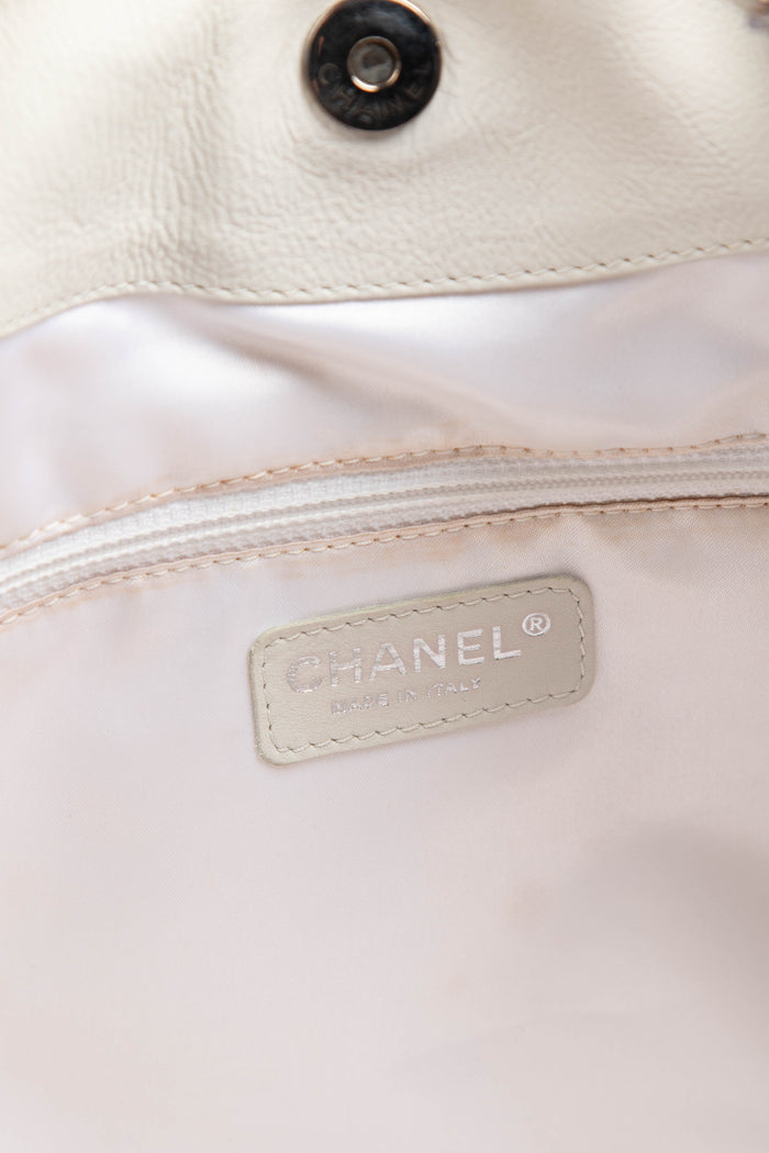 2000s Chanel White Calfskin Leather Coco Cabas Tote Bag