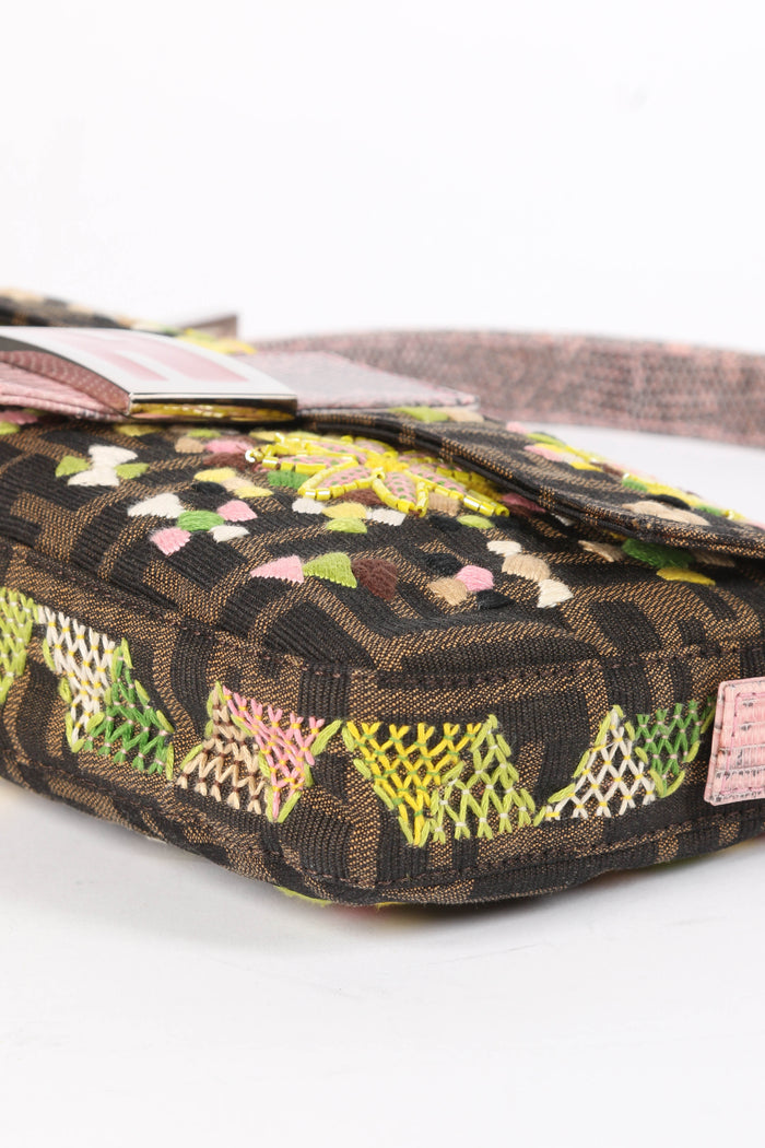 RARE Fendi Zucca Embroidered Baguette Shoulder Bag
