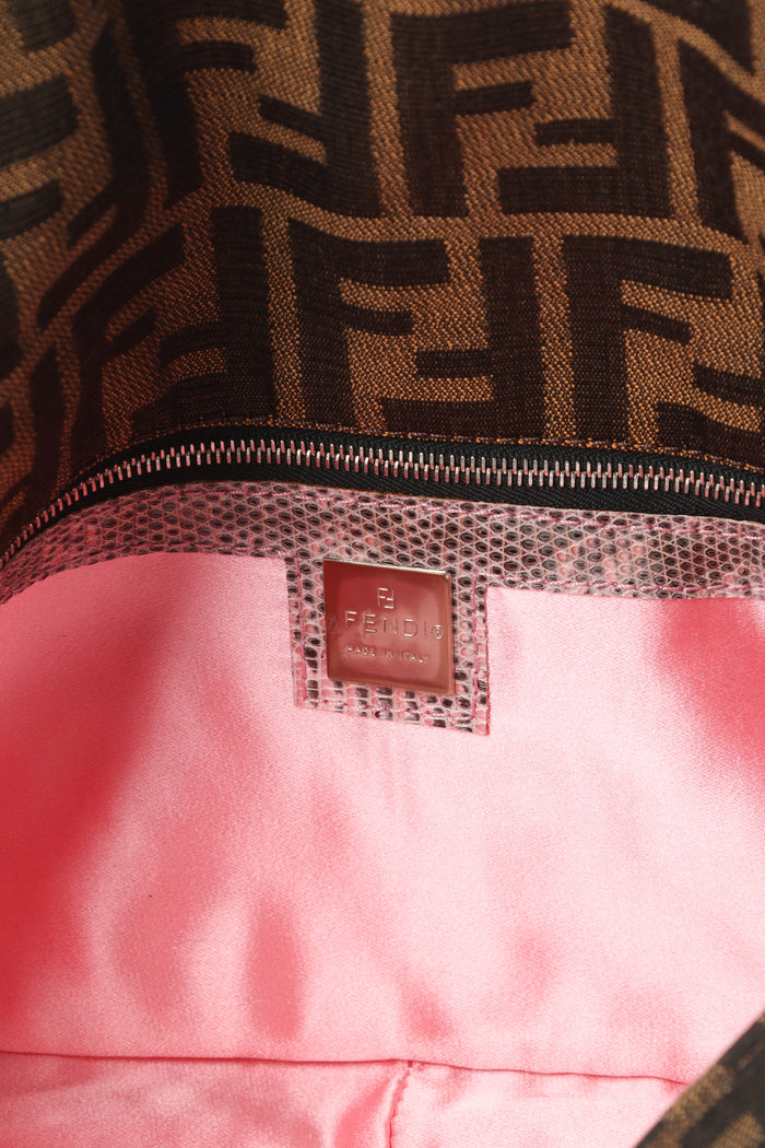 RARE Fendi Zucca Embroidered Baguette Shoulder Bag
