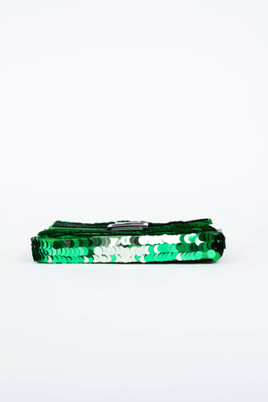 RARE Fendi Green Sequin Baguette Shoulder Bag