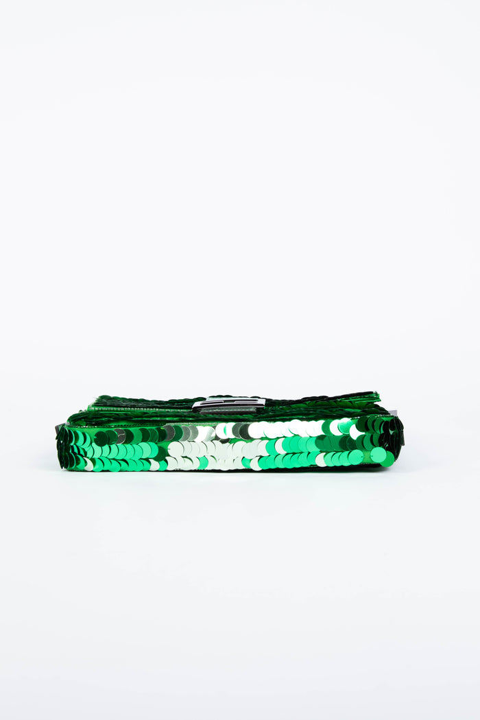 RARE Fendi Green Sequin Baguette Shoulder Bag