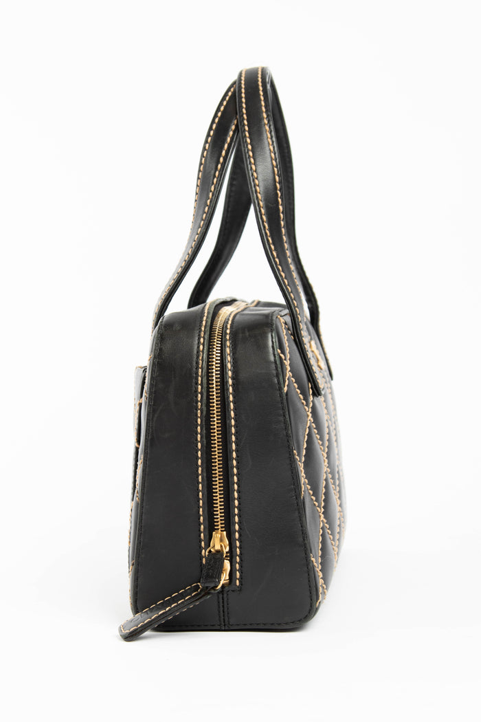 Vintage Chanel Black Wild Stitch Top Handle Bag