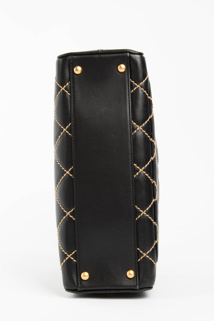 Vintage Chanel Black Wild Stitch Top Handle Bag