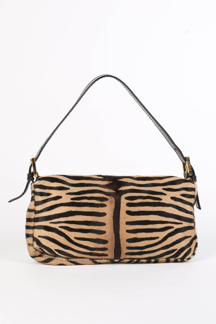 RARE Fendi Tiger Print Pony Hair Baguette Bag