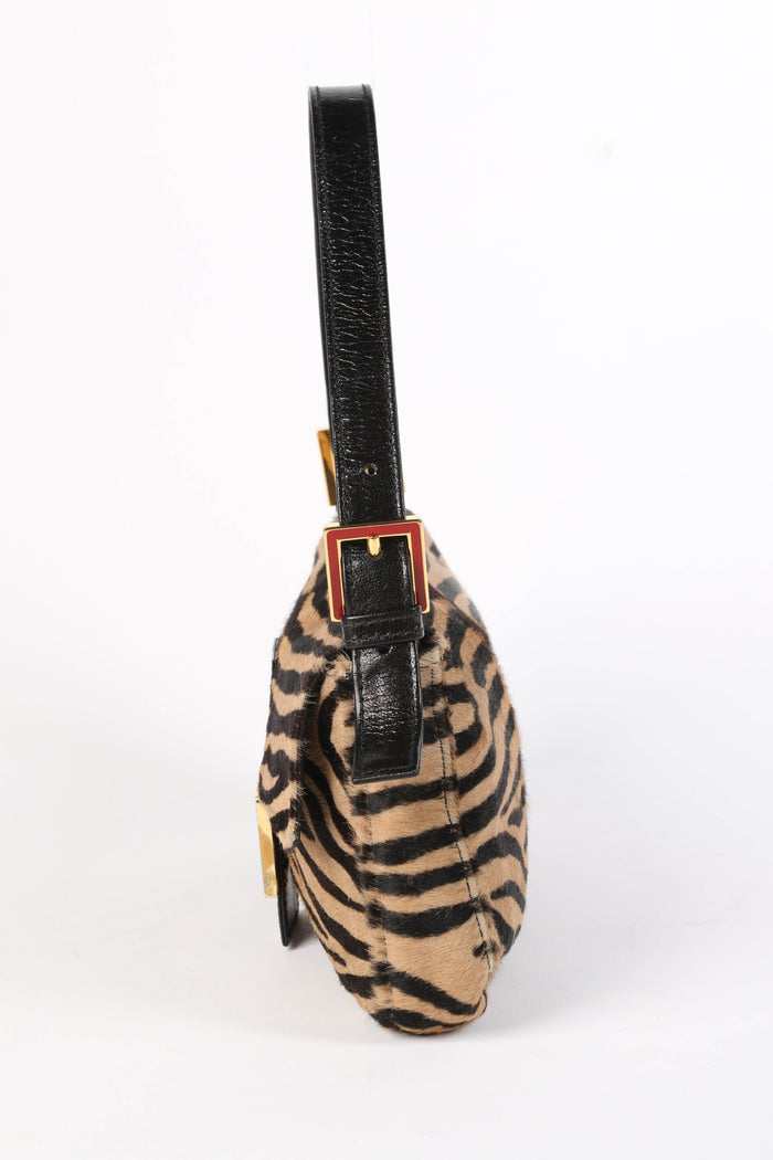 RARE Fendi Tiger Print Pony Hair Baguette Bag