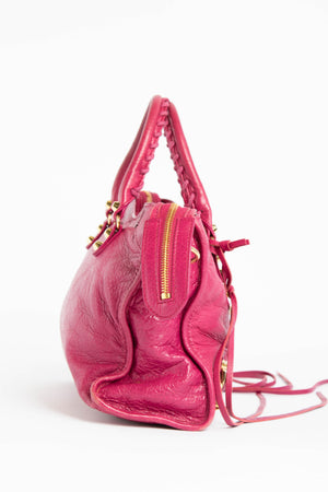 Y2K Balenciaga Raspberry Leather City Bag GHW