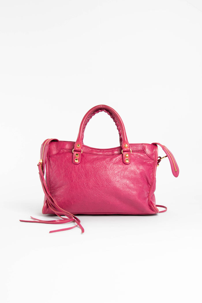 Y2K Balenciaga Raspberry Leather City Bag GHW