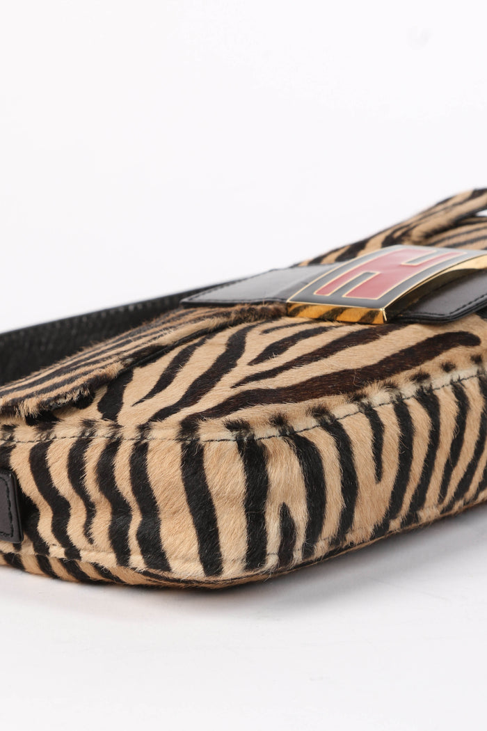 RARE Fendi Tiger Print Pony Hair Baguette Bag