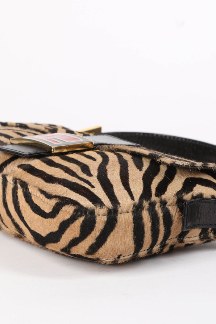 RARE Fendi Tiger Print Pony Hair Baguette Bag