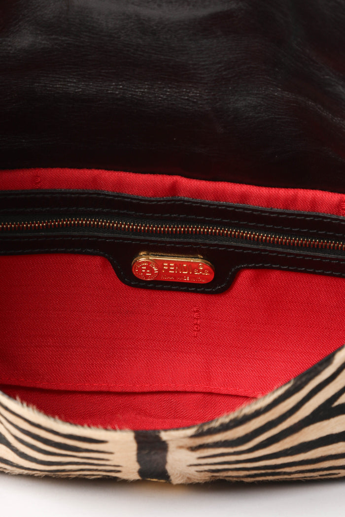 RARE Fendi Tiger Print Pony Hair Baguette Bag