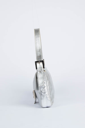 RARE Fendi Silver Crystal Baguette Shoulder Bag