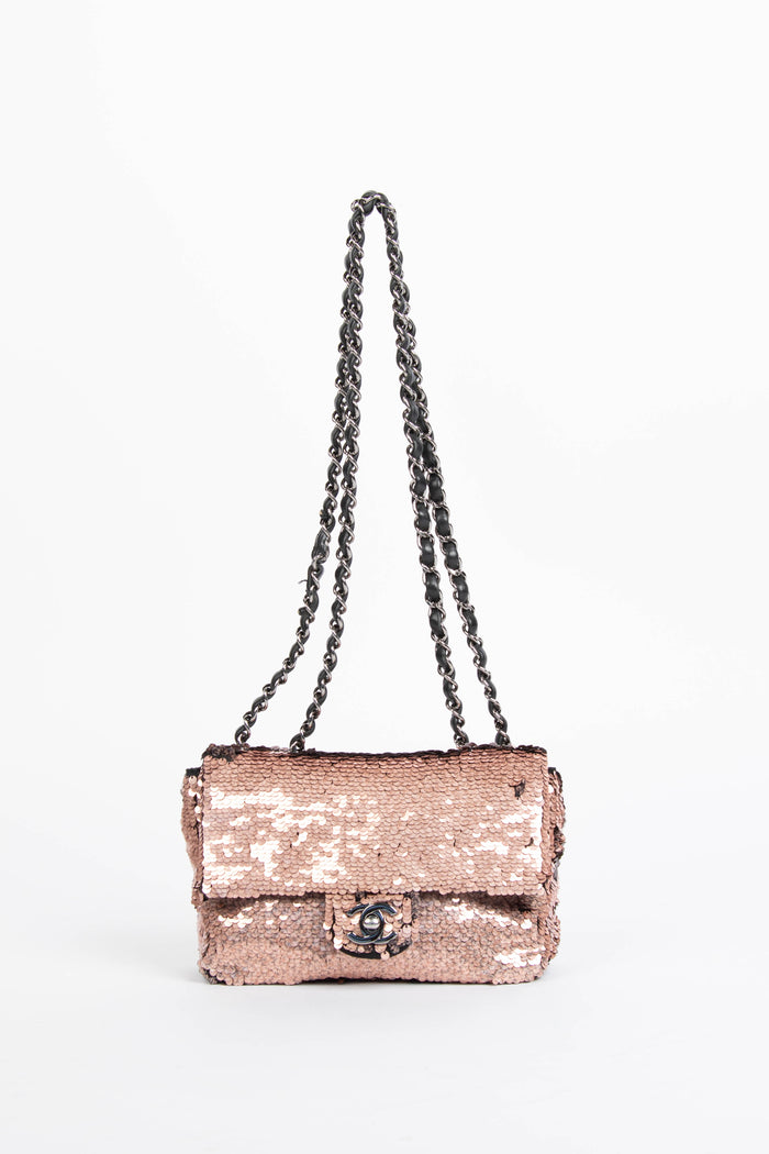 RARE 2010s Chanel Sequin Mini Rectangular Single Flap Bag