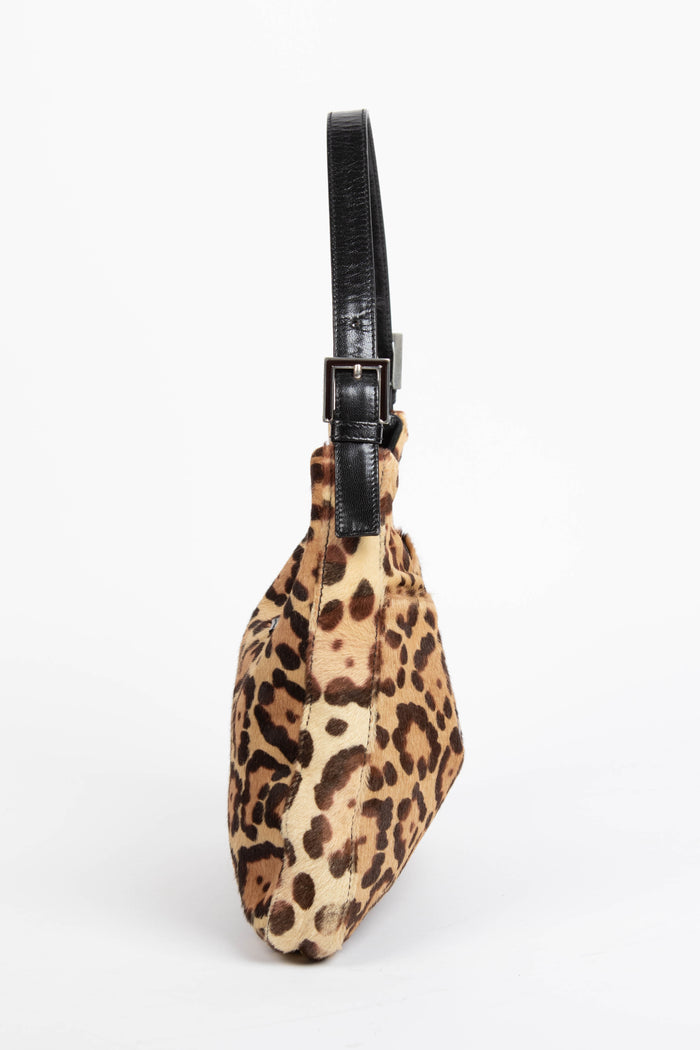 Vintage Fendi Leopard Print Pony Hair Shoulder Bag