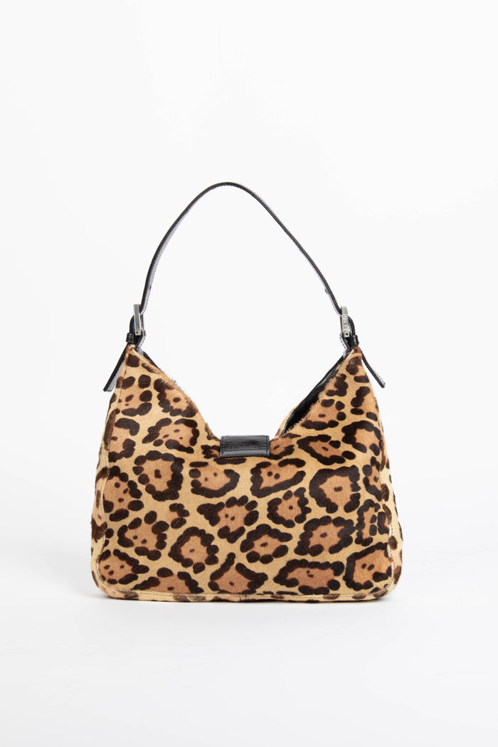 Vintage Fendi Leopard Print Pony Hair Shoulder Bag
