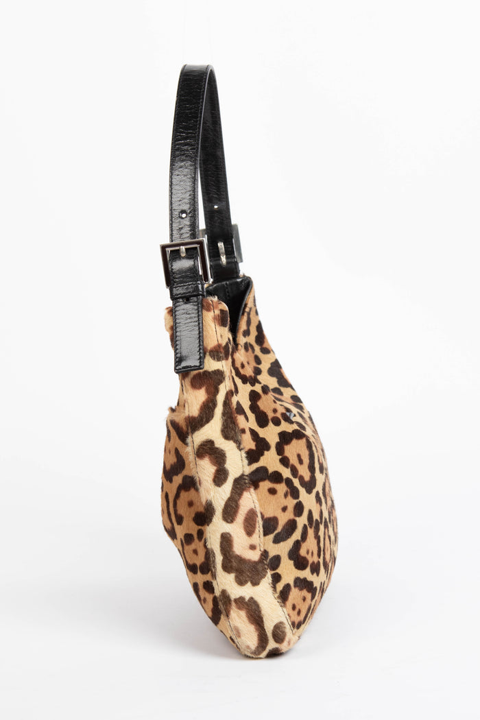 Vintage Fendi Leopard Print Pony Hair Shoulder Bag