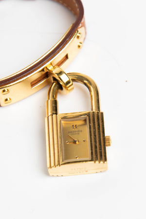 Vintage Hermès Kelly Cadenas Gold Leather Watch