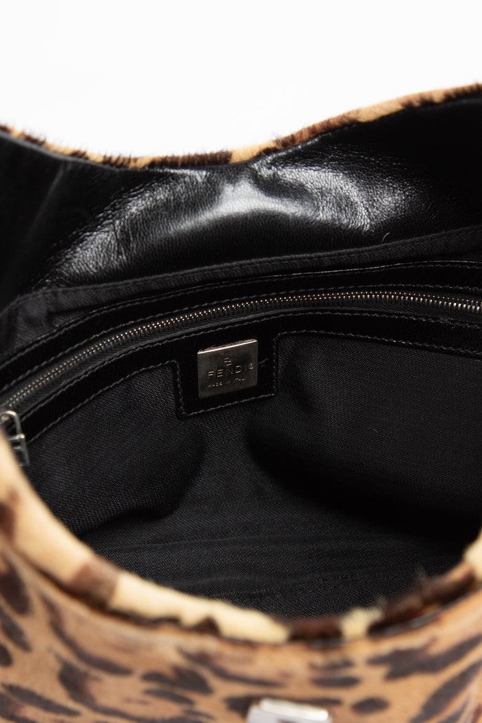 Vintage Fendi Leopard Print Pony Hair Shoulder Bag