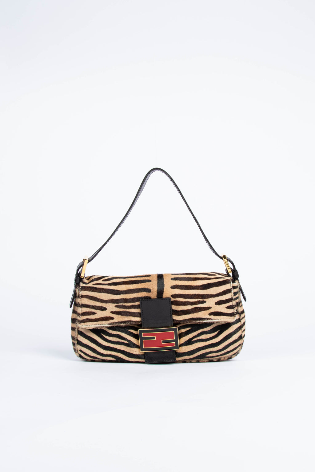 RARE Fendi Zebra Pony Hair Baguette Shoulder Bag