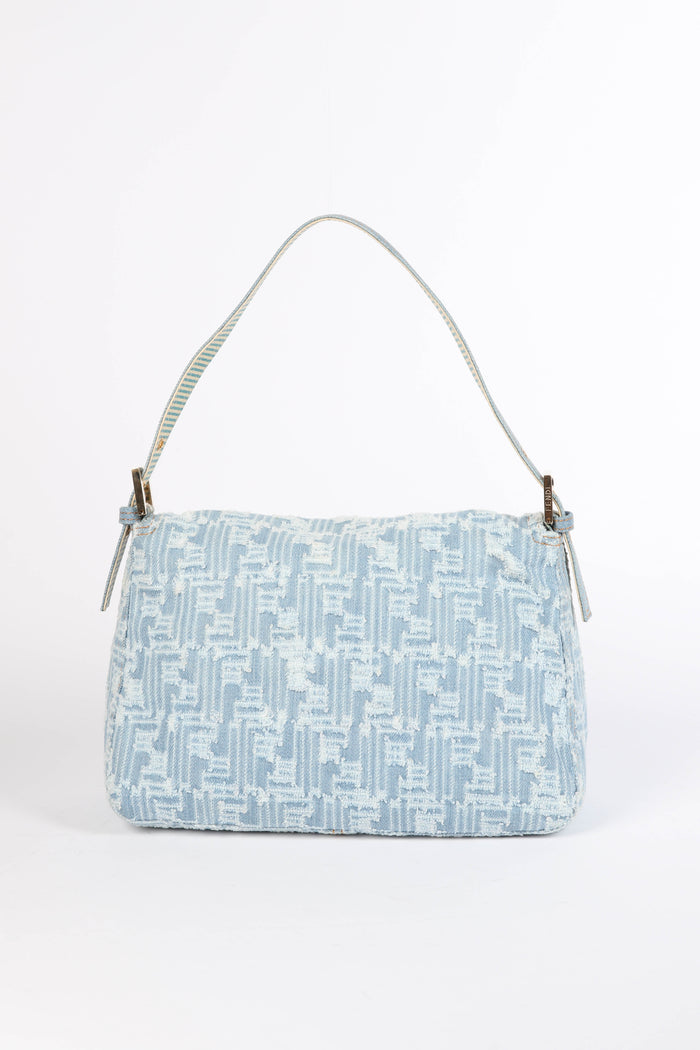 Vintage Fendi Distressed Denim Mamma Baguette Bag