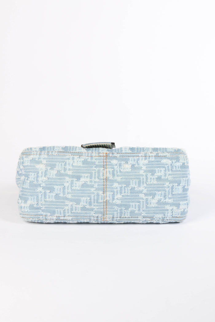 Vintage Fendi Distressed Denim Mamma Baguette Bag