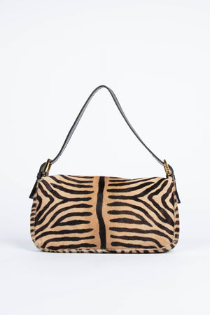 RARE Fendi Zebra Pony Hair Baguette Shoulder Bag