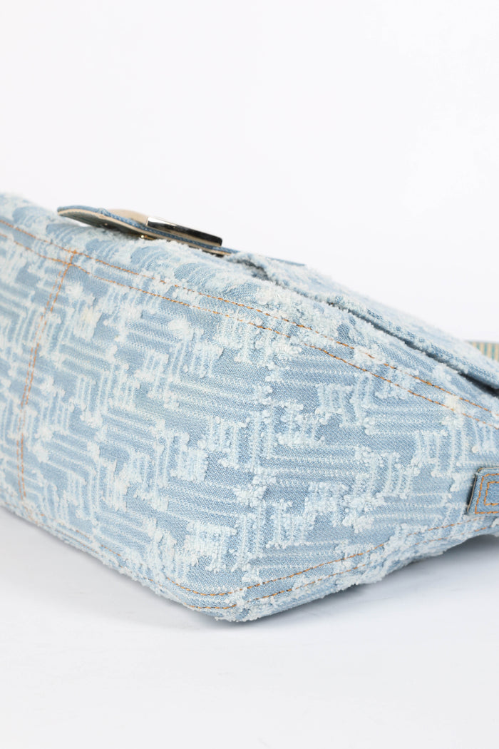 Vintage Fendi Distressed Denim Mamma Baguette Bag