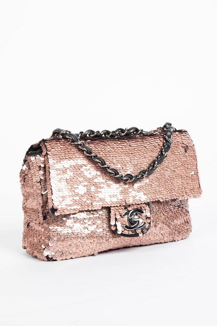 RARE 2010s Chanel Sequin Mini Rectangular Single Flap Bag