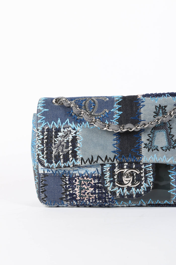 RARE 2010s Chanel Denim Patchwork Medium Flap Shoulder Bag