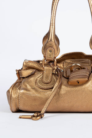 2000s Chloe Gold Leather Paddington Shoulder Bag