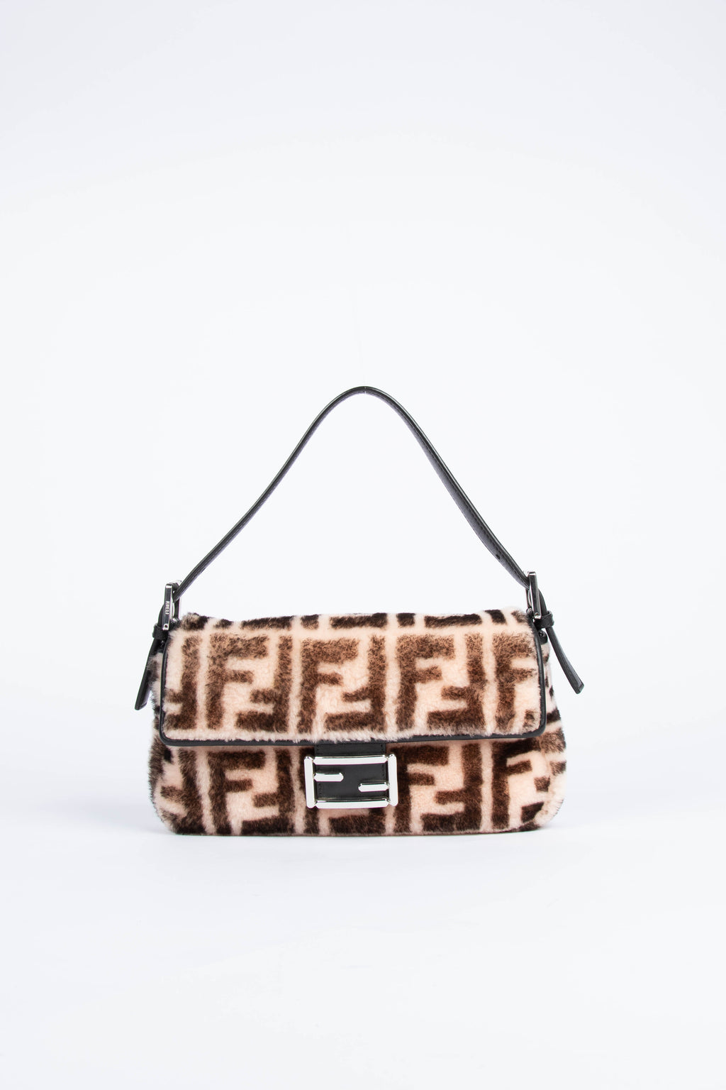 RARE Fendi Shearling Monogram Baguette Bag