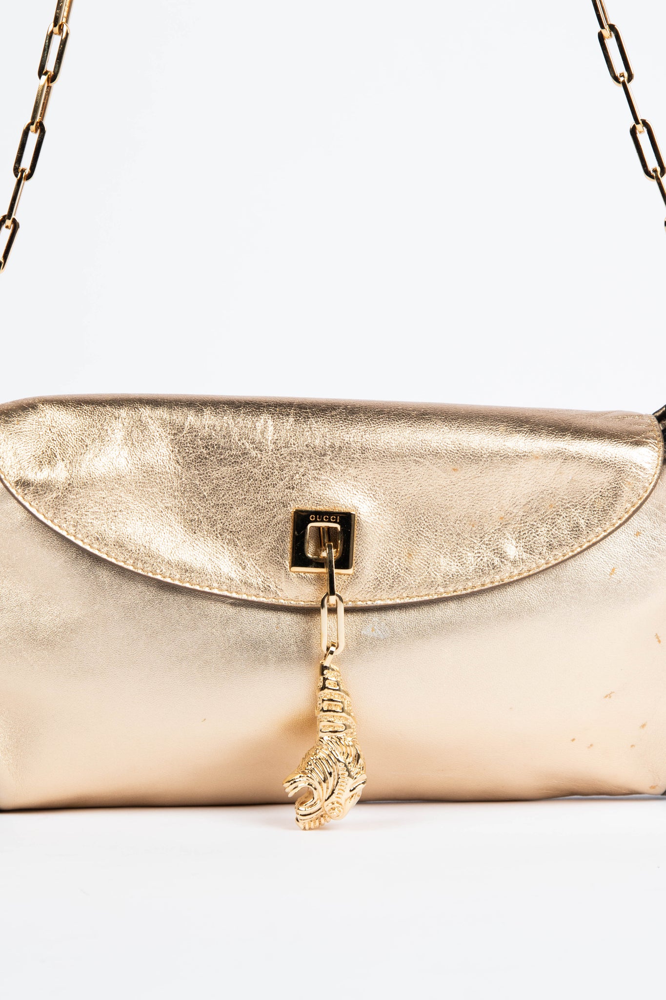 Vintage Gucci Gold Leather Shoulder Bag