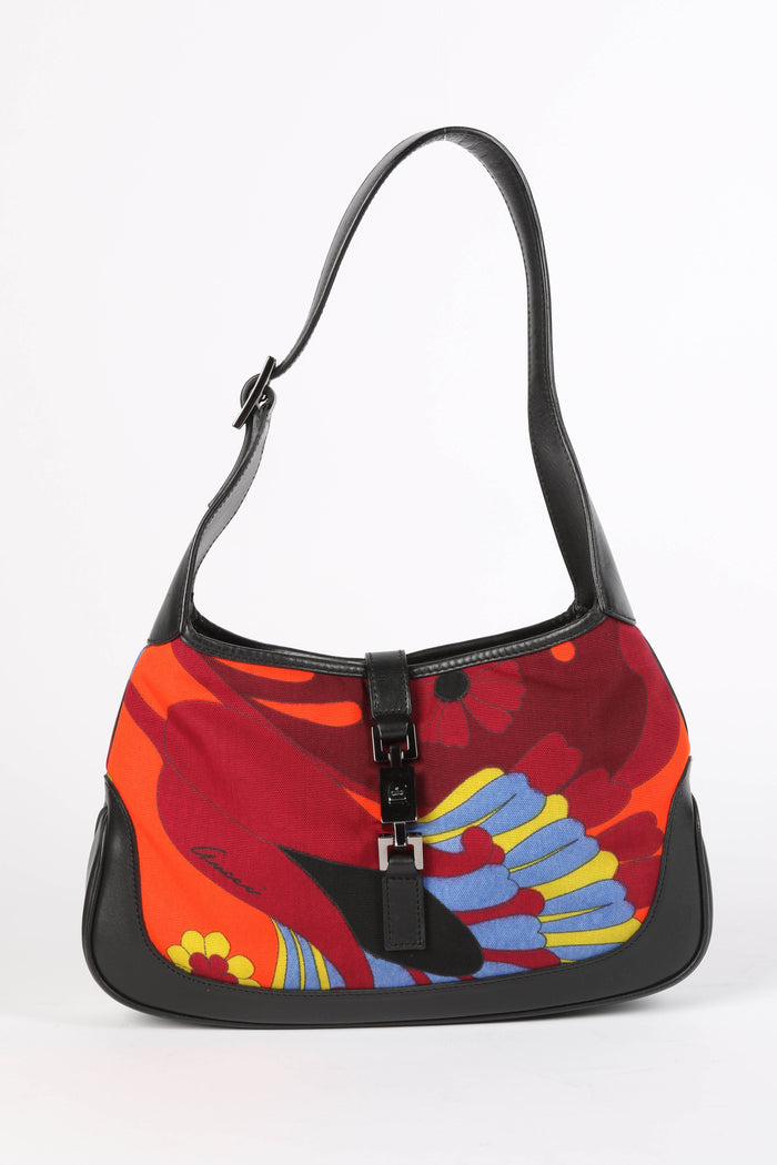 Vintage Gucci Red Floral Jackie Shoulder Bag