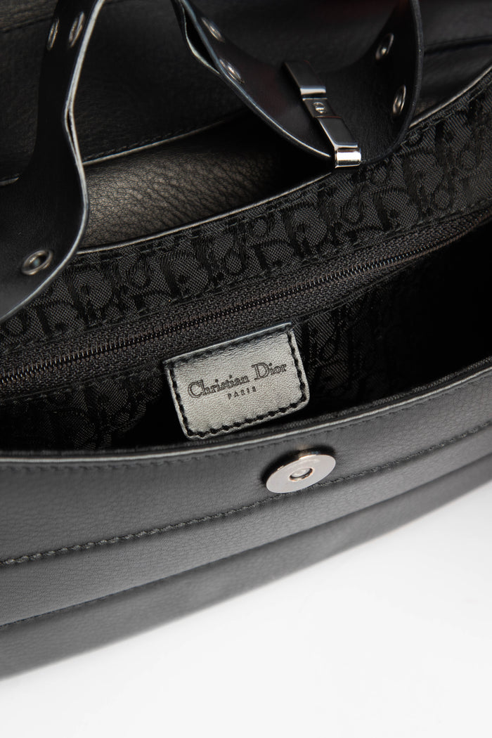 RARE Christian Dior Black Leather Columbus Shoulder Bag