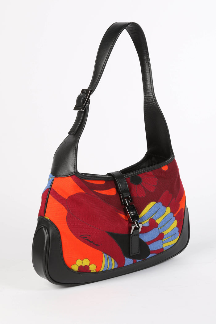 Vintage Gucci Red Floral Jackie Shoulder Bag