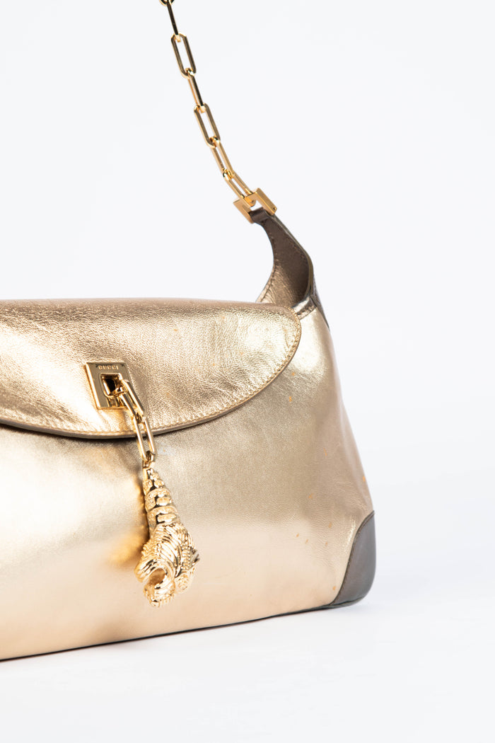 Vintage Gucci Gold Leather Shoulder Bag