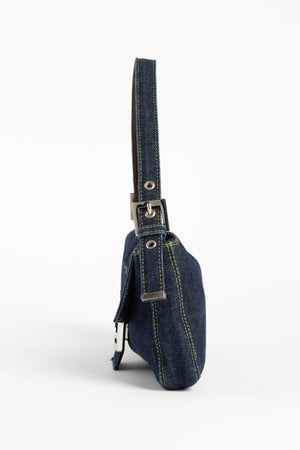Vintage Fendi Denim Baguette Shoulder Bag