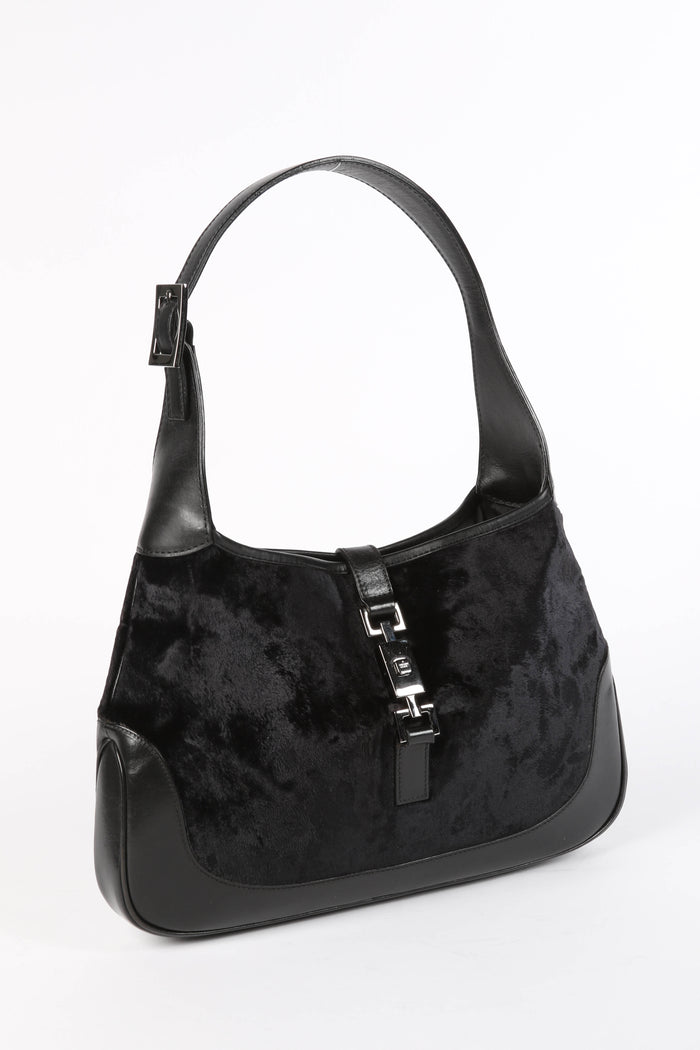Vintage Gucci Black Velvet Jackie Shoulder Bag