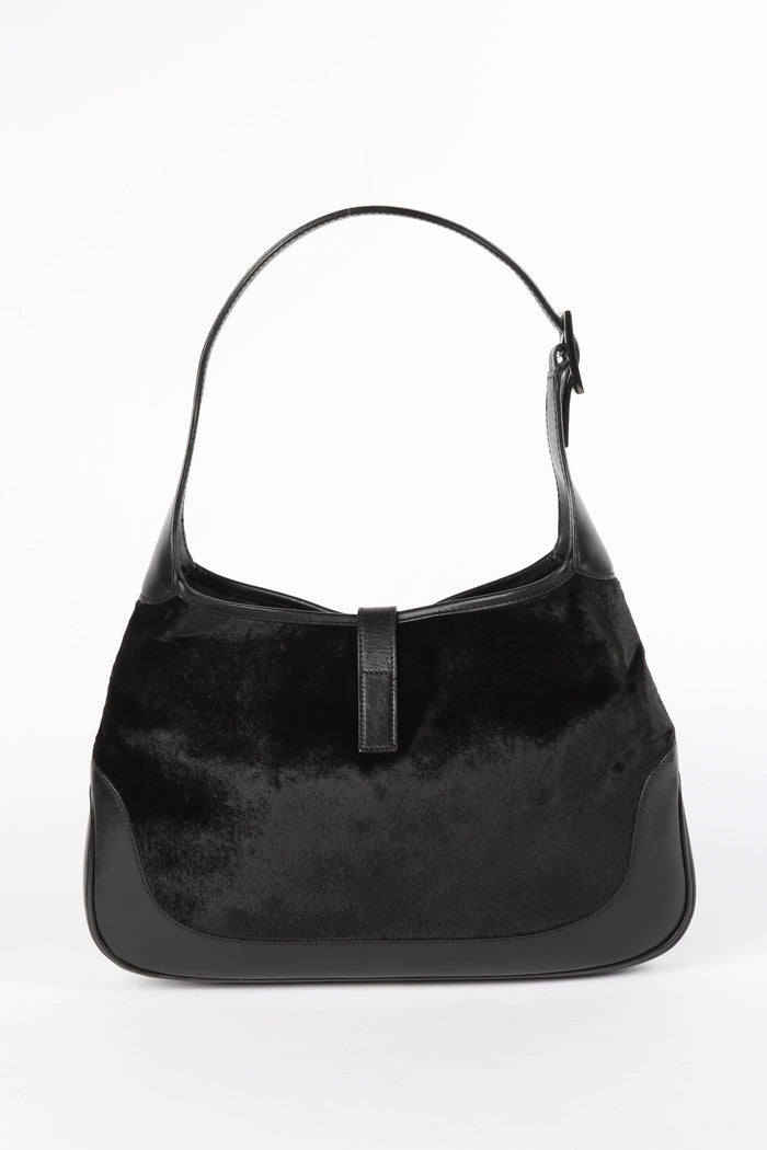Vintage Gucci Black Velvet Jackie Shoulder Bag
