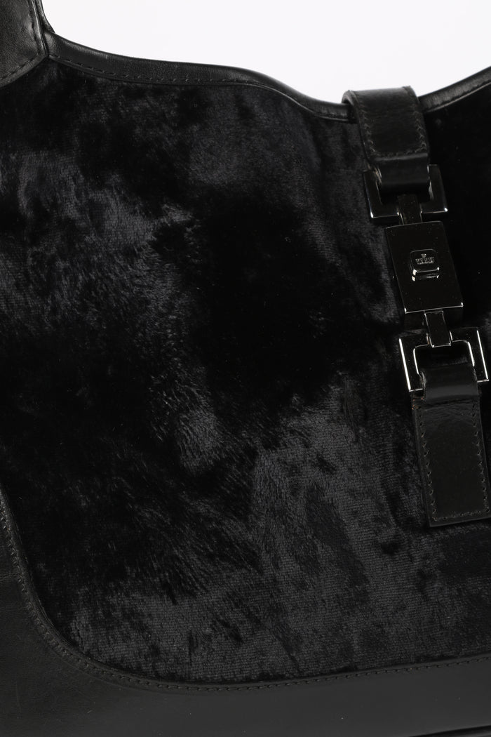 Vintage Gucci Black Velvet Jackie Shoulder Bag