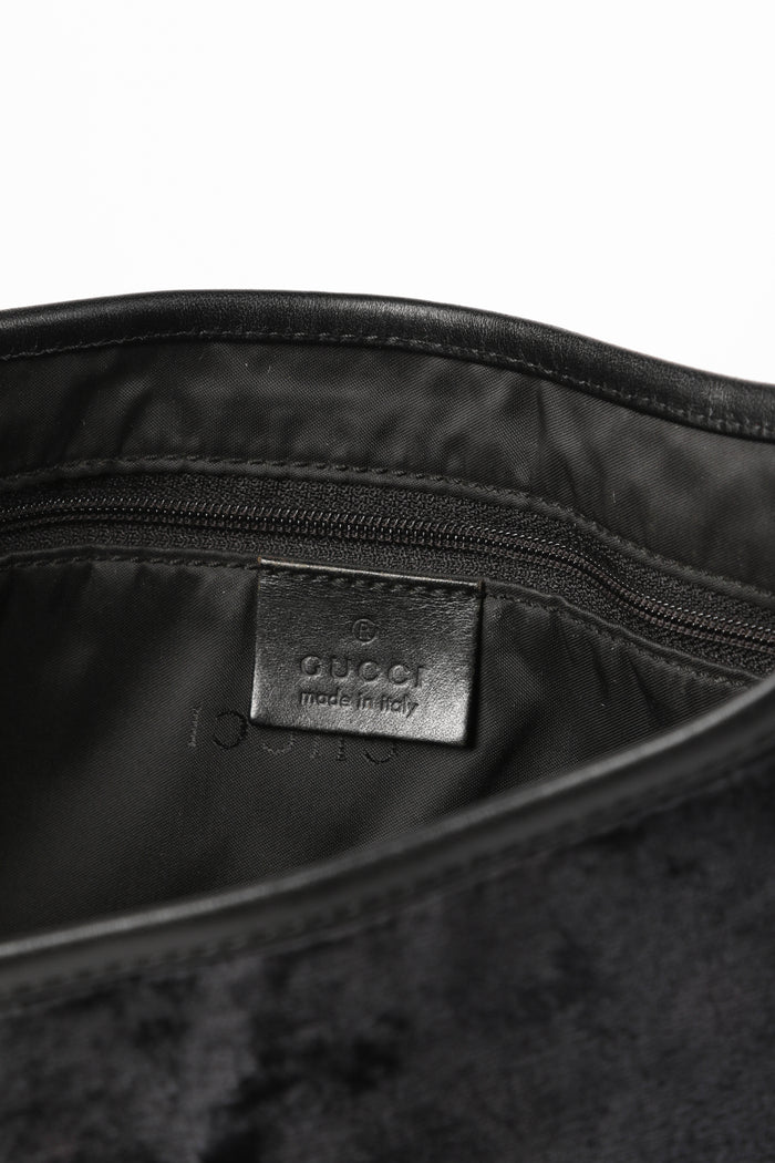 Vintage Gucci Black Velvet Jackie Shoulder Bag