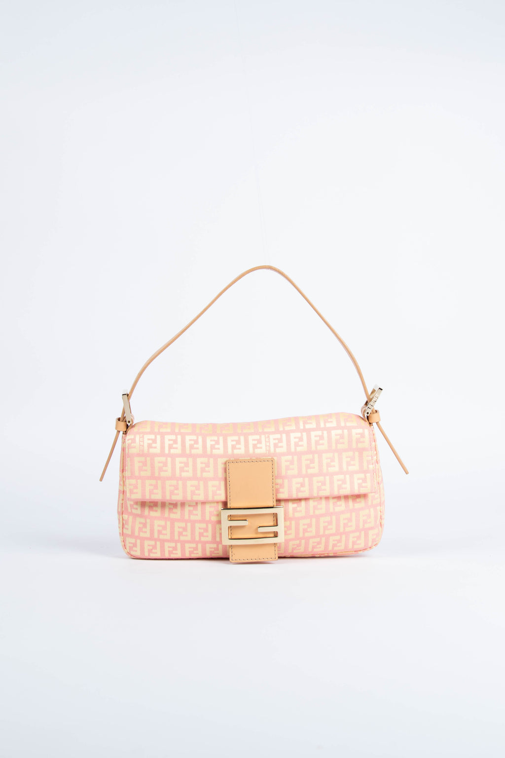 Vintage Fendi Peach Zucchino Baguette Shoulder Bag