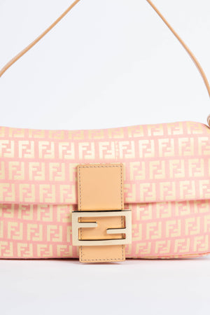 Vintage Fendi Peach Zucchino Baguette Shoulder Bag