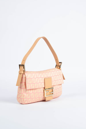 Vintage Fendi Peach Zucchino Baguette Shoulder Bag