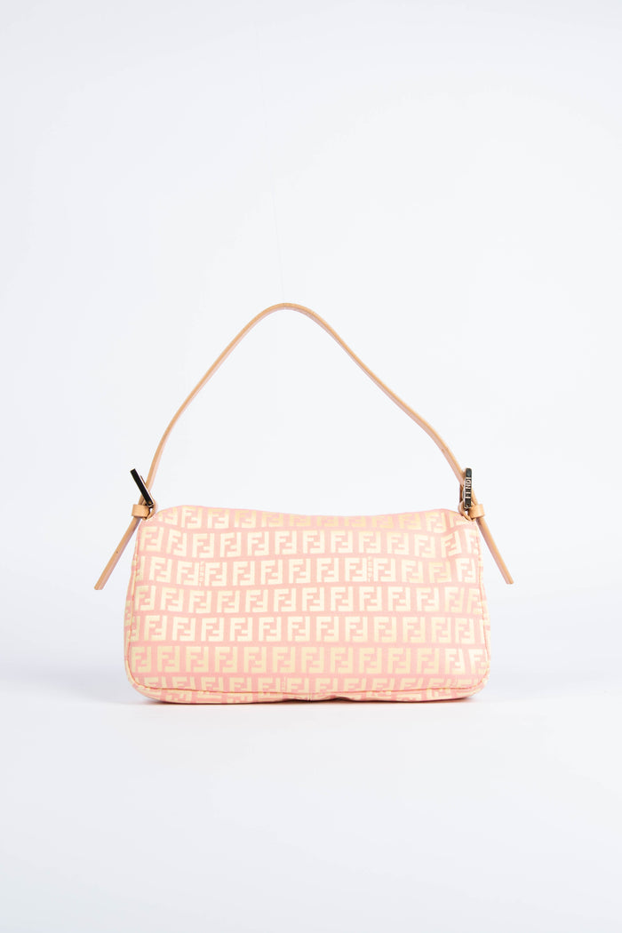 Vintage Fendi Peach Zucchino Baguette Shoulder Bag