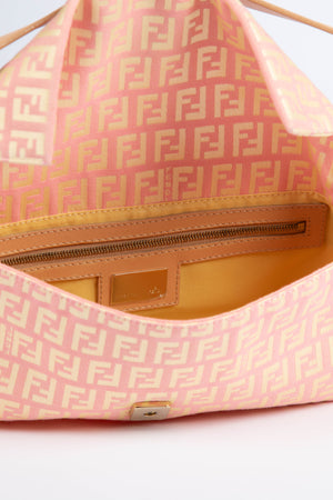 Vintage Fendi Peach Zucchino Baguette Shoulder Bag