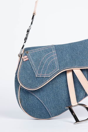 Vintage Christian Dior Galliano Denim Saddle Bag